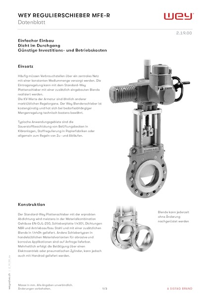 MF Regulierschieber mit Elektroantrieb