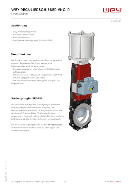 VN Regulierschieber mit pneumatischem Zylinder
