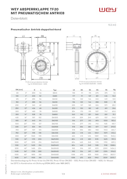 TF20 mit pneumatischem Antrieb