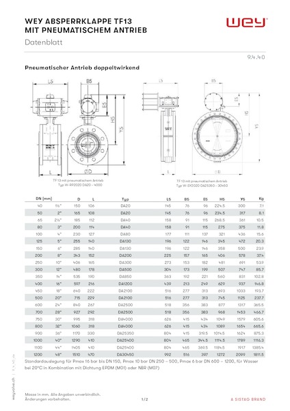 TF13 mit pneumatischem Antrieb