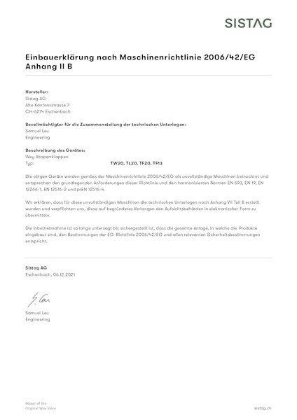 Einbauerklärung MRL