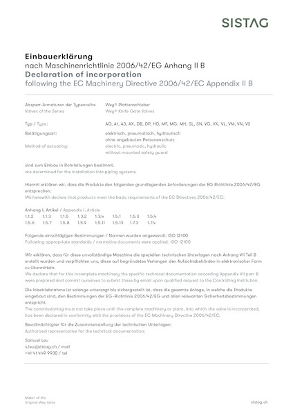 Einbauerklärung MRL