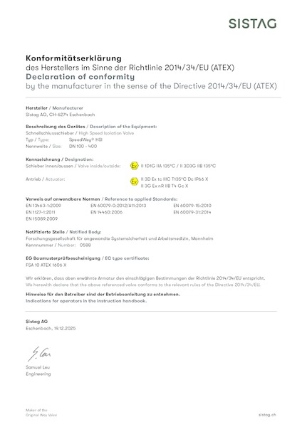 Konformitätserklärung ATEX HSI
