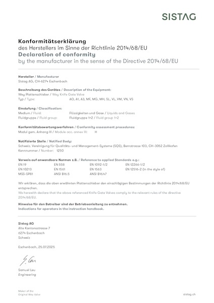 Konformitätserklärung DGRL