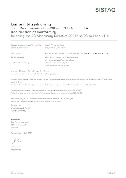 Konformitätserklärung MRL