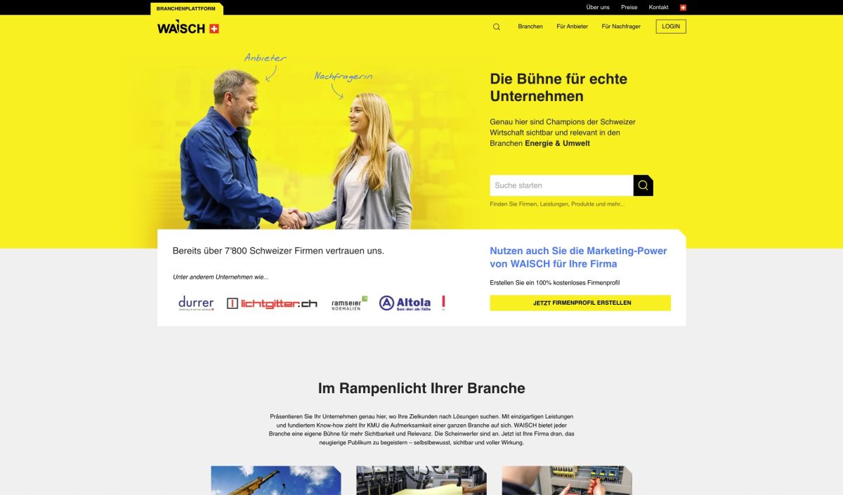 Wir sind live: Die Branchenplattform für Schweizer Unternehmen ganz neu - WAISCH