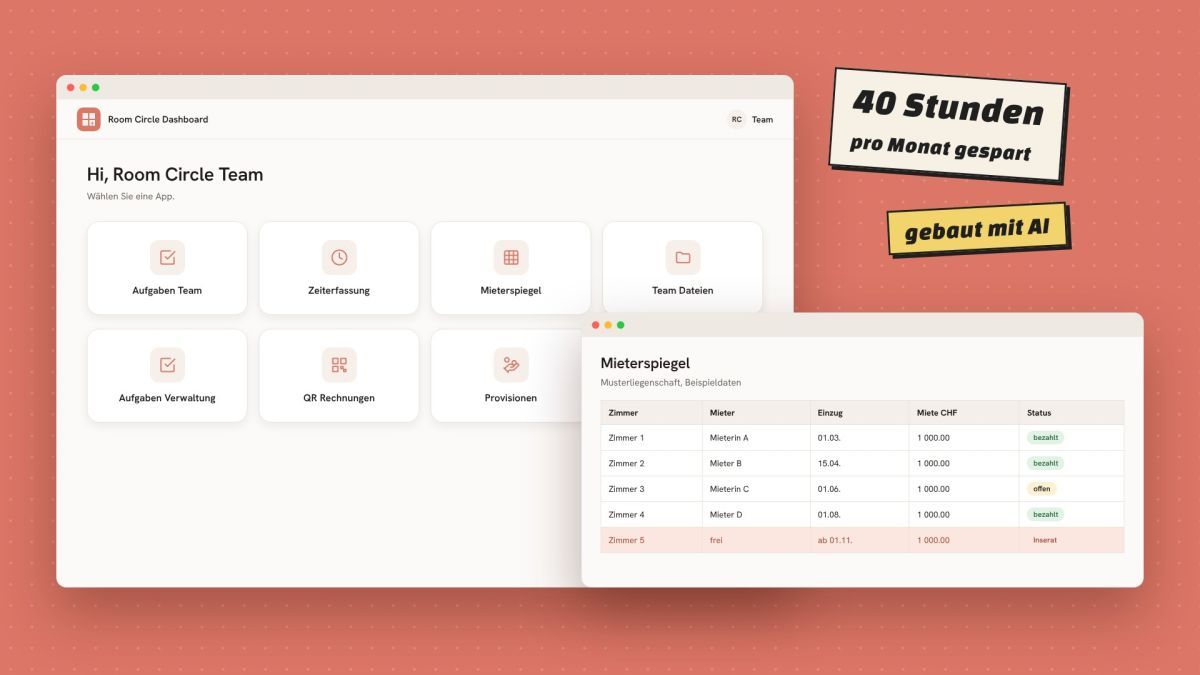 Room Circle: Marketing und internes Dashboard für eine Zürcher Immobilienfirma - WAiSCH