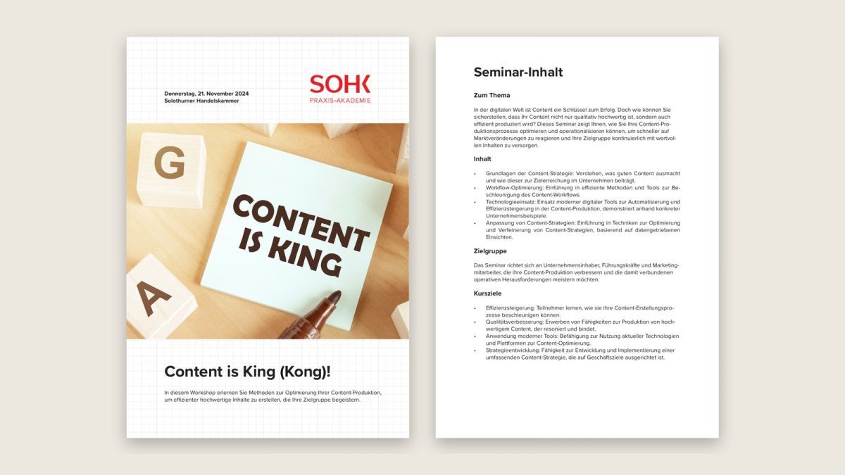 Content is King (Kong)! Workshop an der Solothurner Handelskammer - WAiSCH