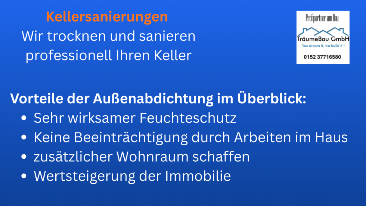 Freilegen der Kelleraußenwand durch die TräumeBau GmbH – Erdarbeiten und Abdichtung aus einer Hand.