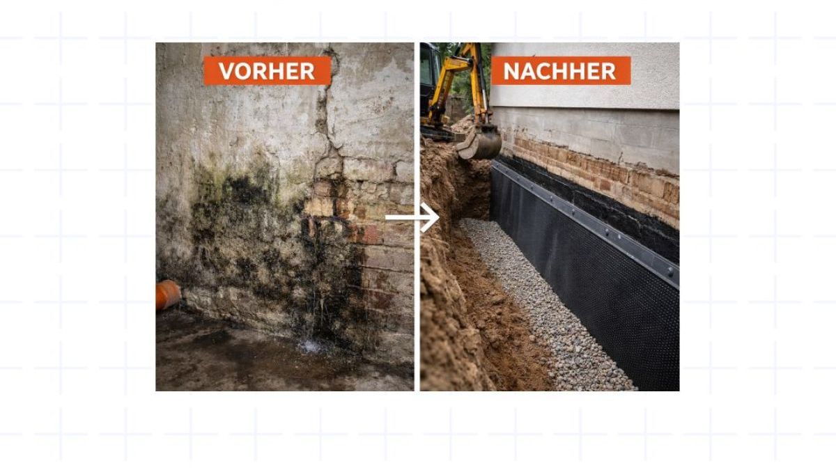 Freilegen der Kelleraußenwand durch die TräumeBau GmbH – Erdarbeiten und Abdichtung aus einer Hand