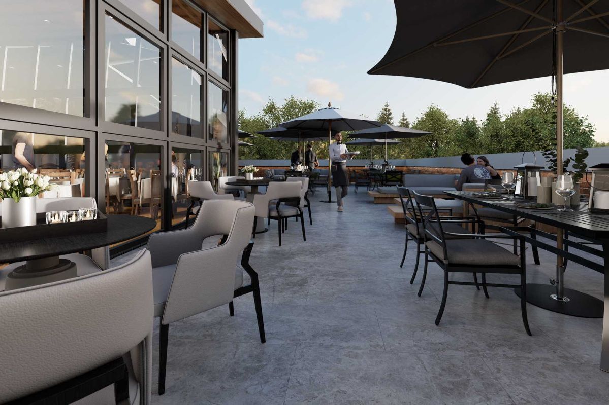 3D Visualisierung einer Restaurant-Terrasse