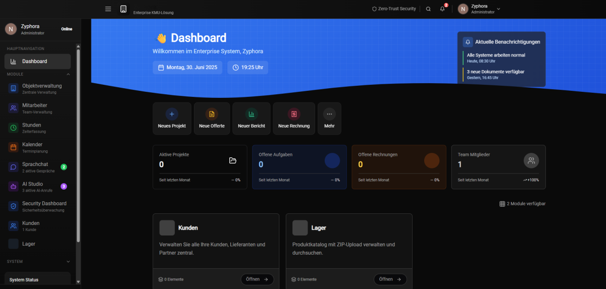 Zyphora Dashboard – Effiziente Steuerzentrale für KMU & Handwerksbetriebe - WAISCH