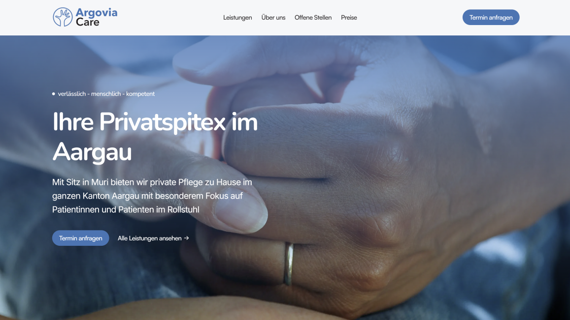Moderne Website für die Argovia Care - WAiSCH