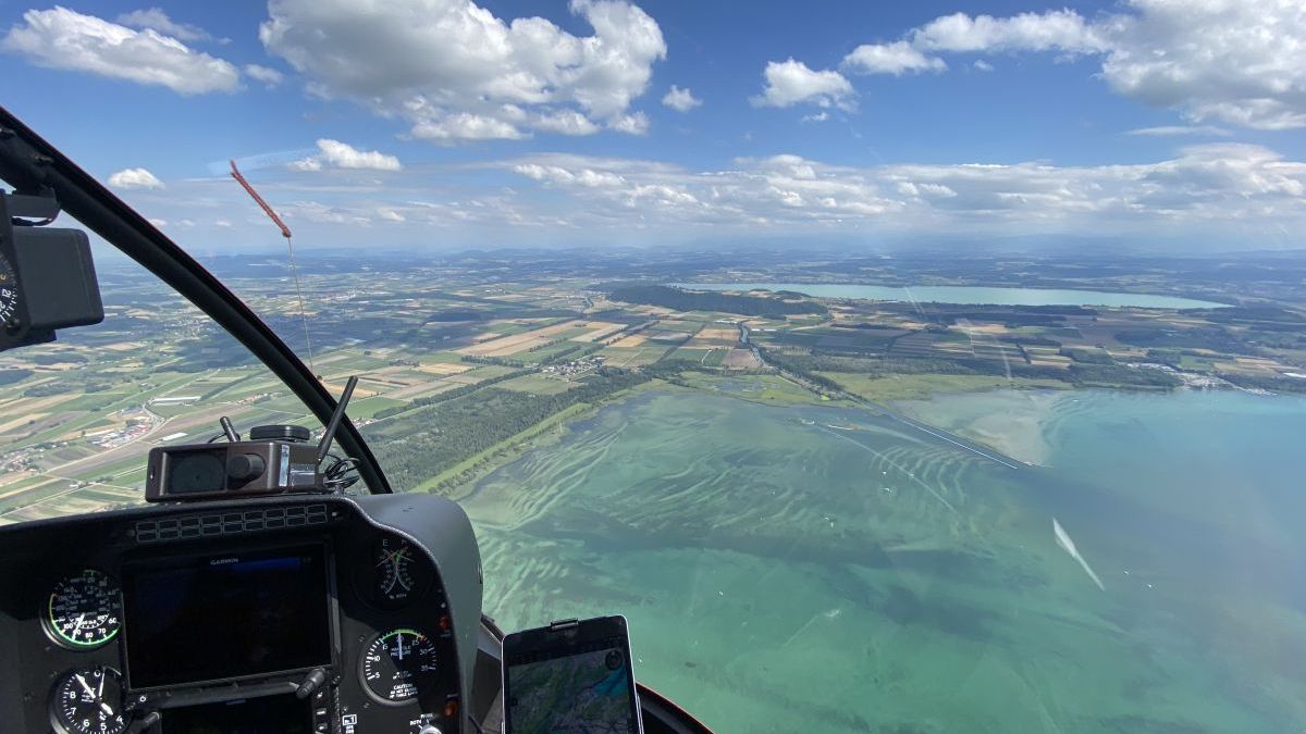 Helikopterflug über die drei Seen im Berner Seeland.