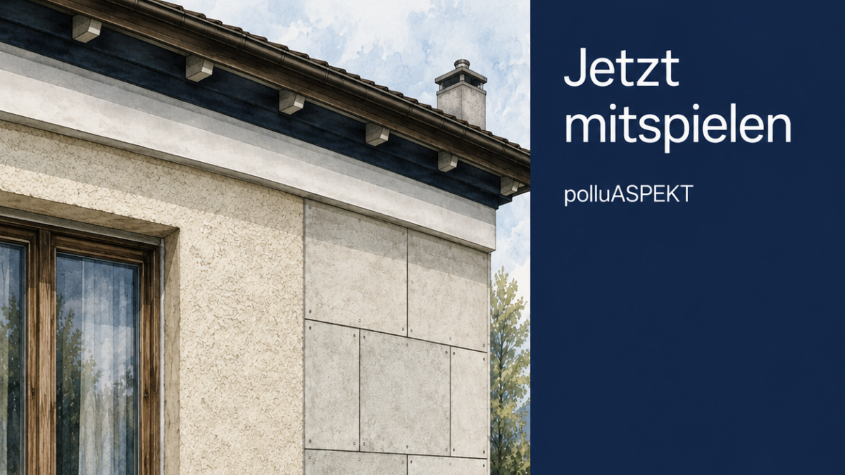 Jetzt mitspielen: Mögliche Asbest-Fundstellen an Fassade, Fenster und Dach erkennen und das eigene Wissen testen.